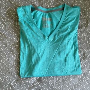 Nike Teal V-Neck Long Sleeve Dri Fit Shirt Size Medium